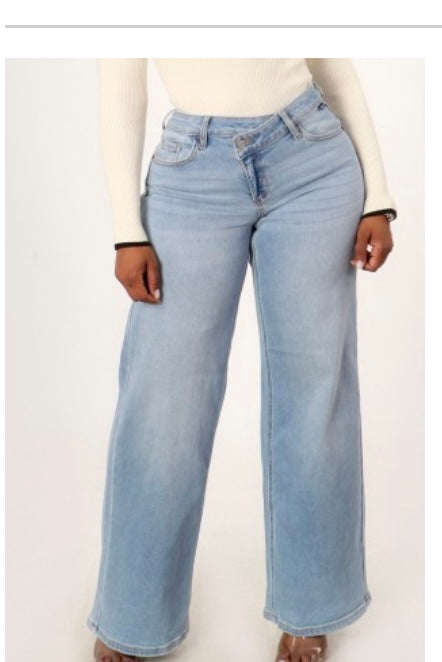 Asymmetrical High Rise Jeans