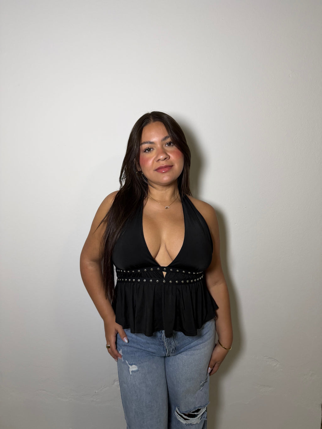 Aria Halter Top - BLACK