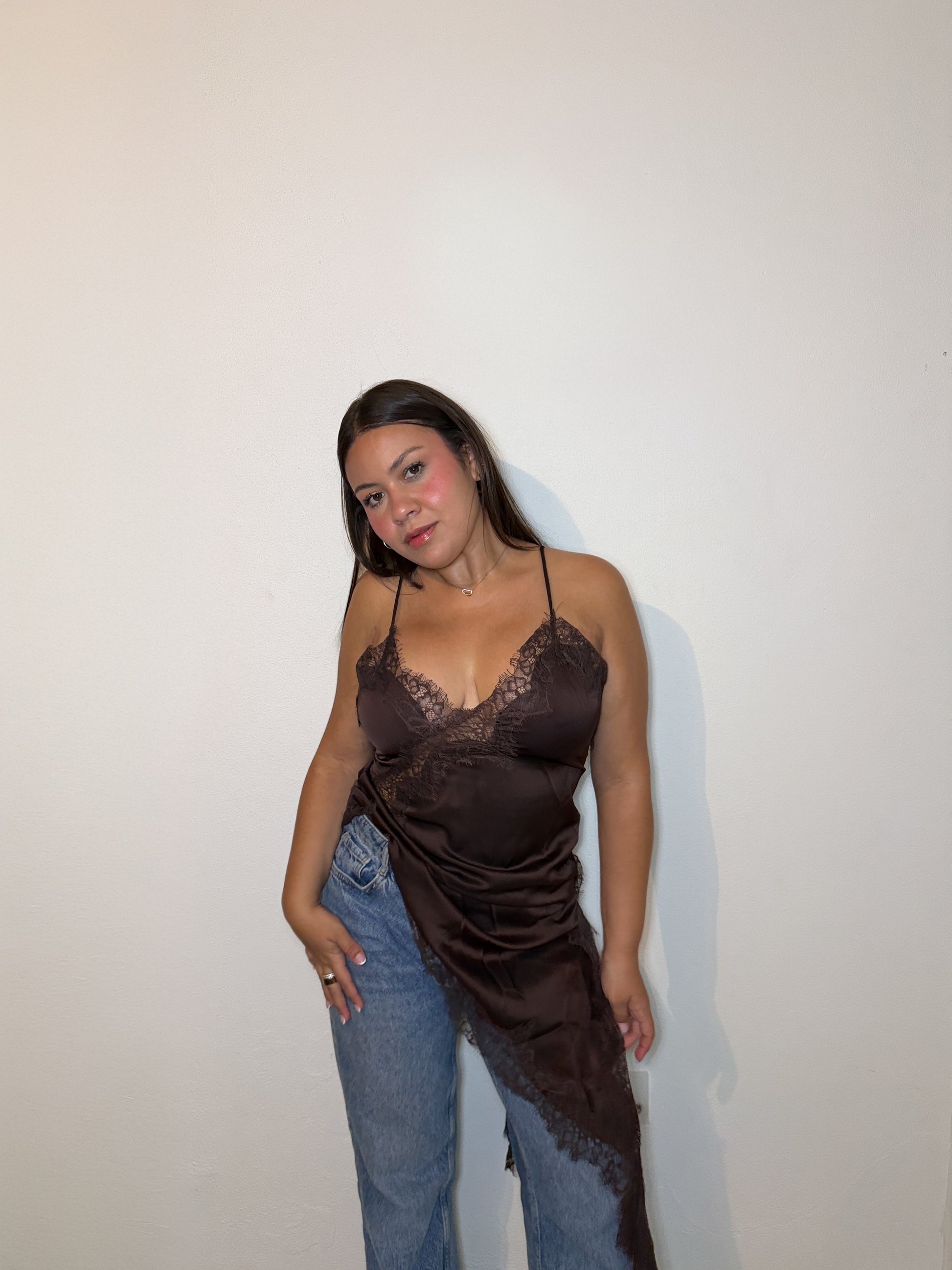 Mini Lace Dress - Brown