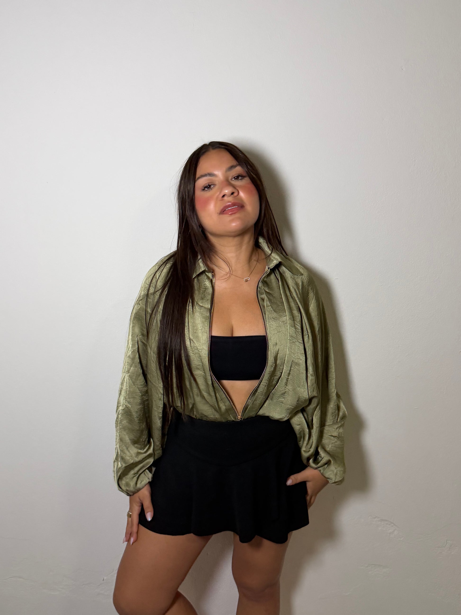 Olive Martini Satin Jacket