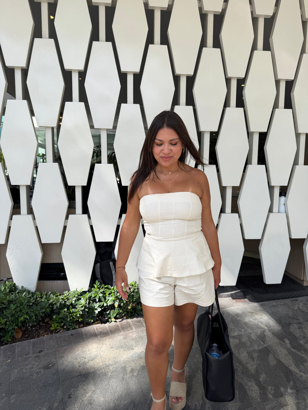 Cream Peplum Set