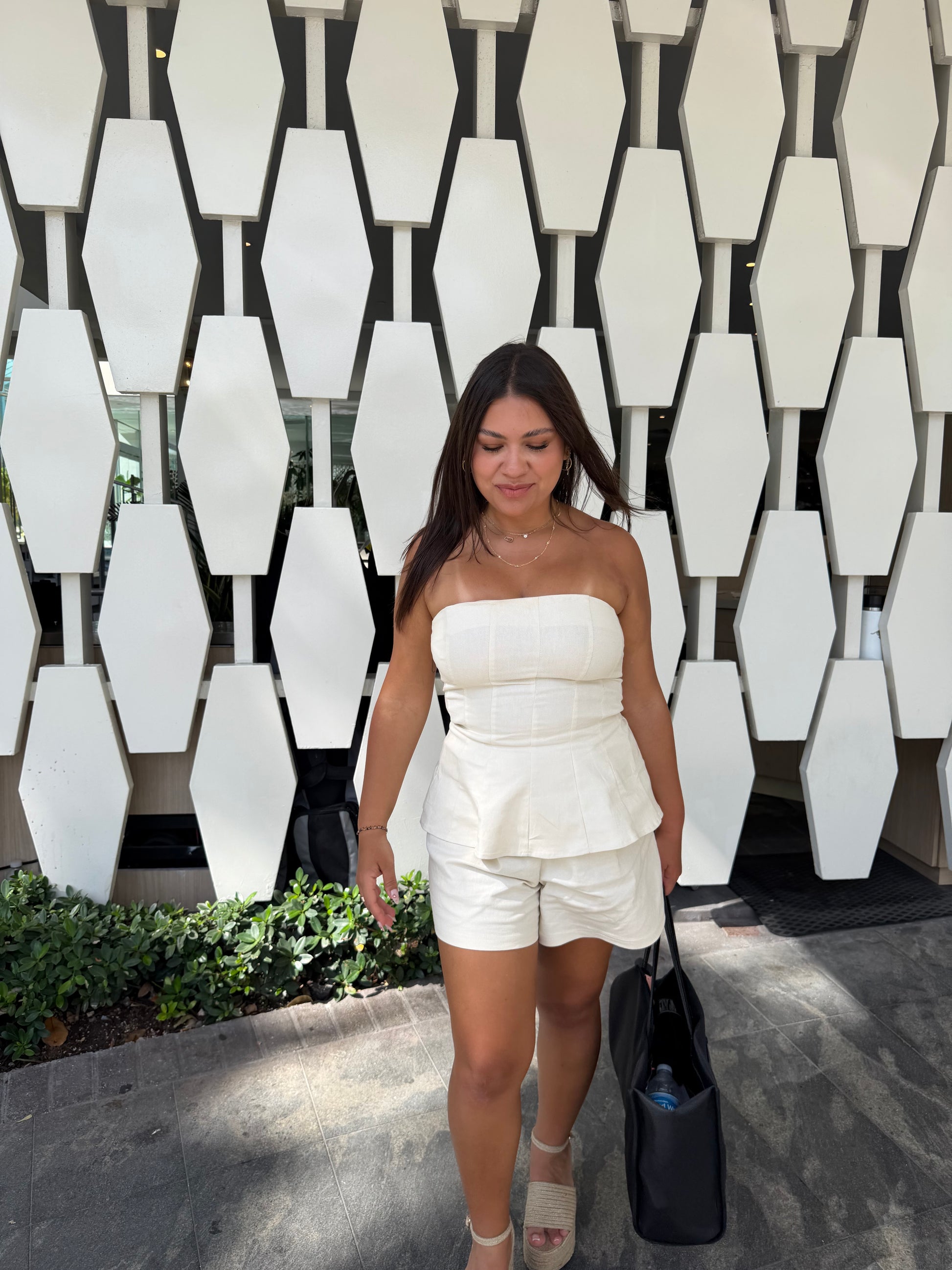 Cream Peplum Set
