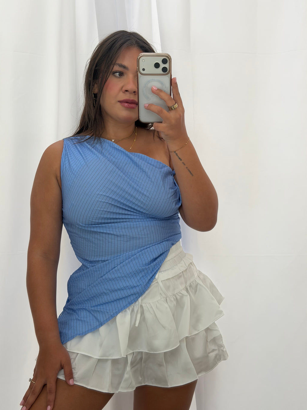 Blue Asymmetrical Tunic Top