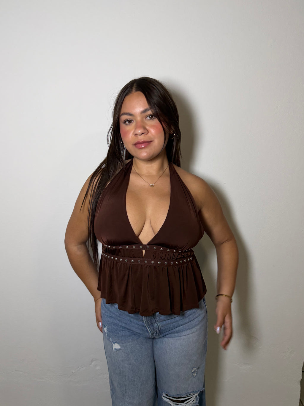 Aria Halter Top - BROWN