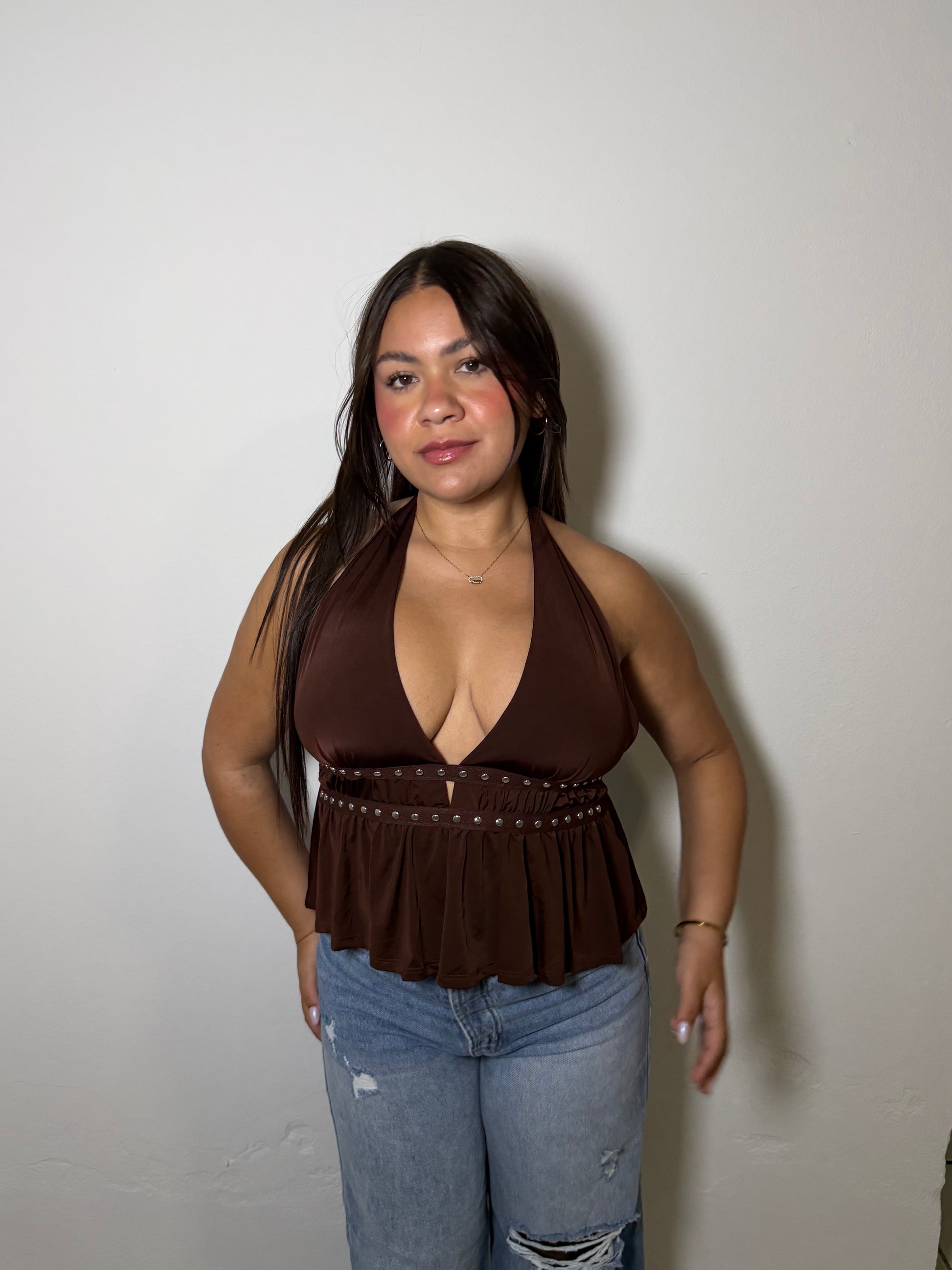 Aria Halter Top - BROWN
