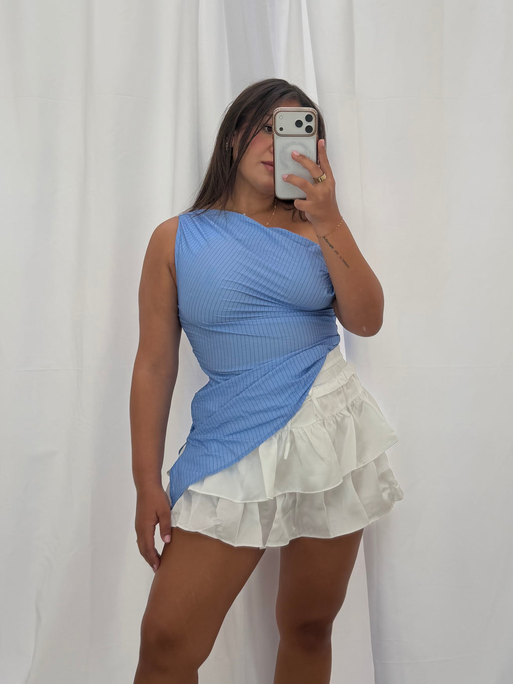 Blue Asymmetrical Tunic Top