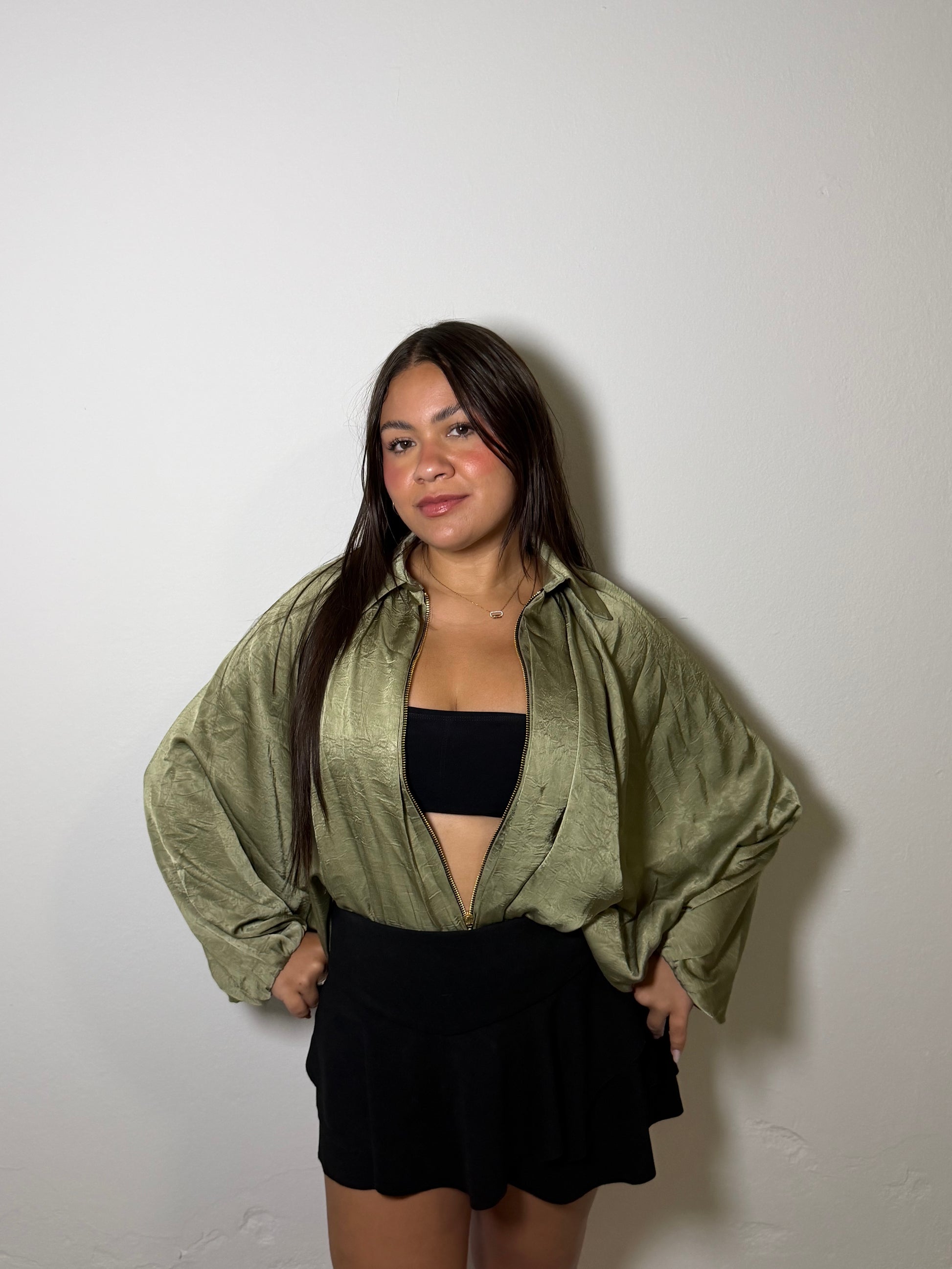 Olive Martini Satin Jacket