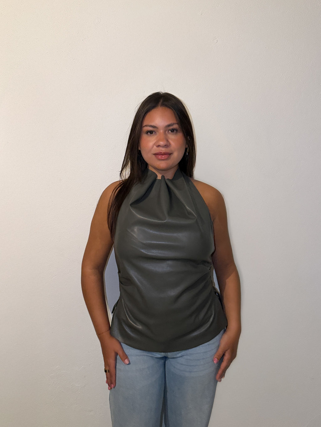 Olive Halter Top