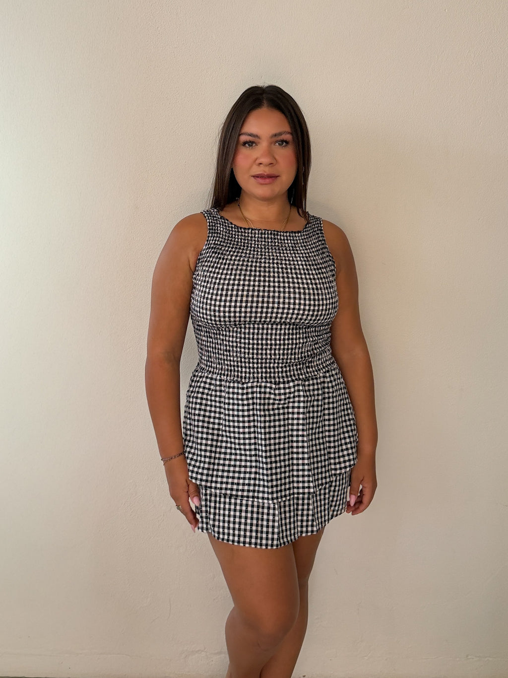 Black & White Gingham Mini Dress