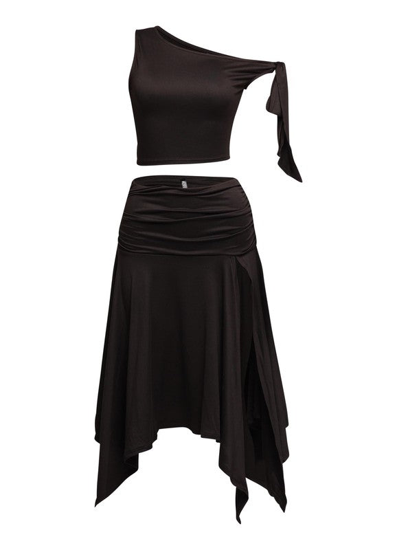 Asymmetric One Shoulder Two-Piece Set – Le Mush Boutique