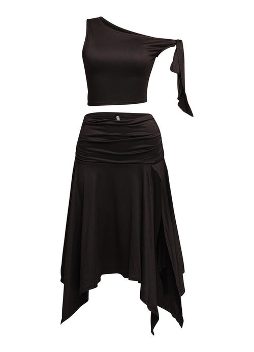 Asymmetric One Shoulder Two-Piece Set