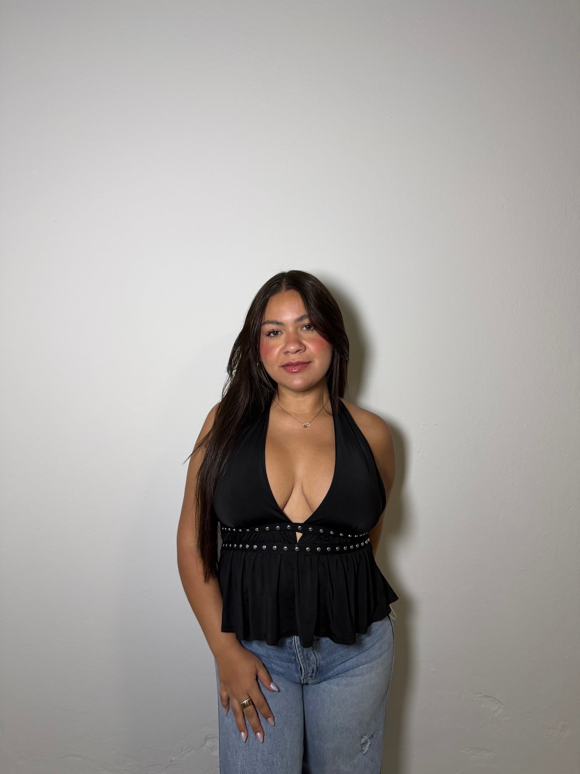 Aria Halter Top - BLACK