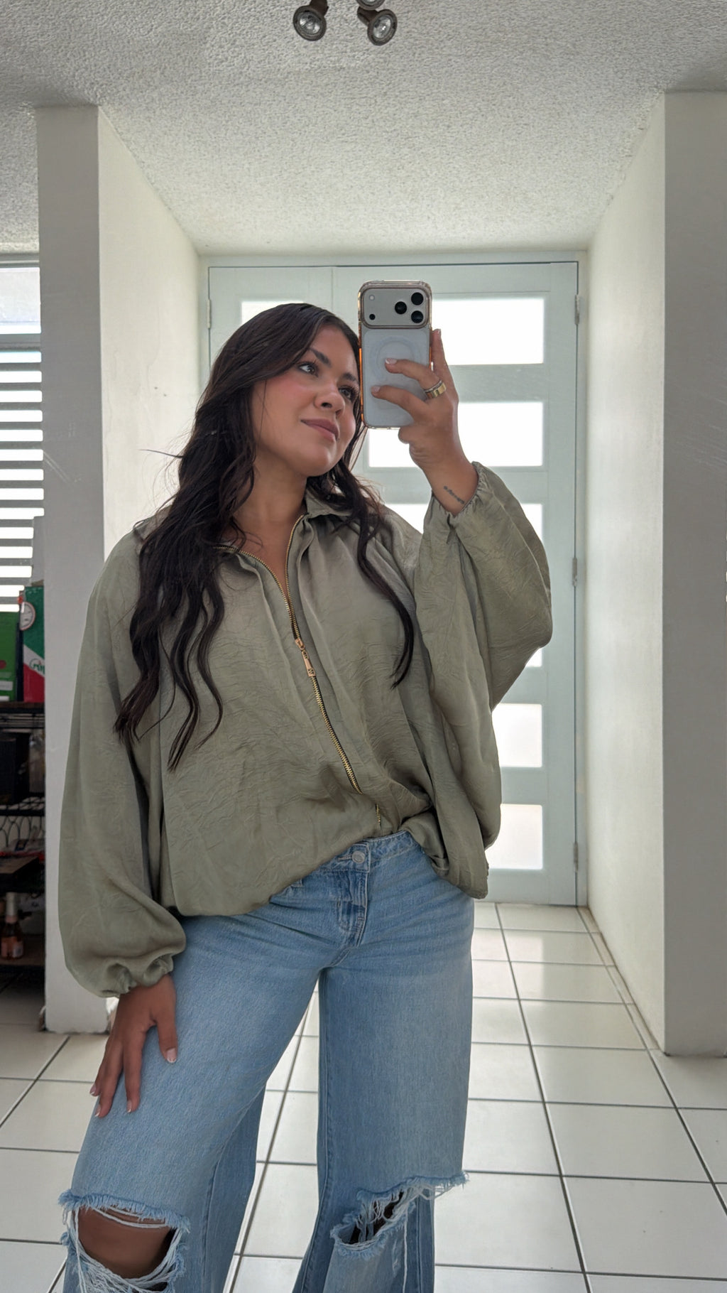 Olive Martini Satin Jacket