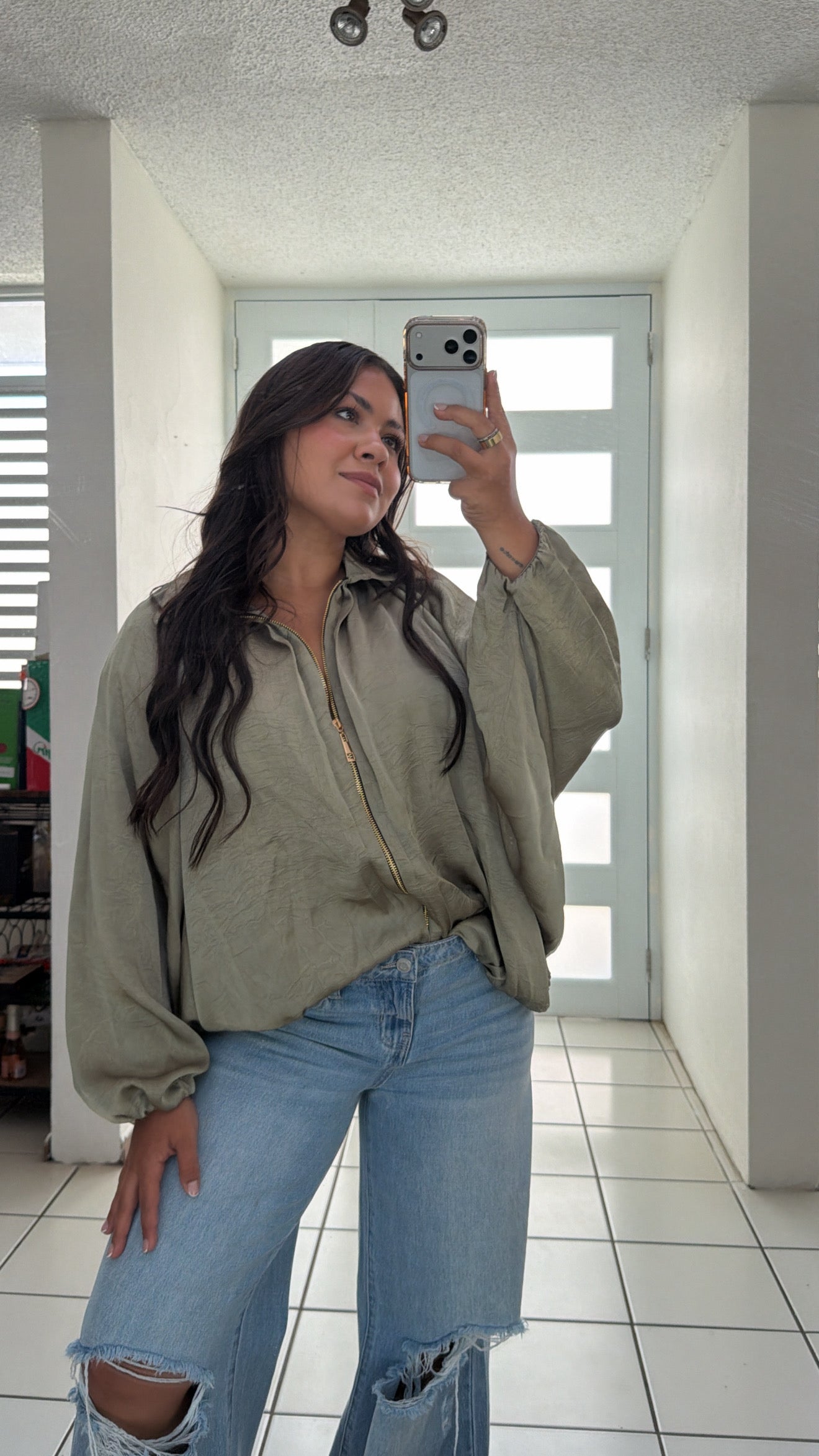 Olive Martini Satin Jacket