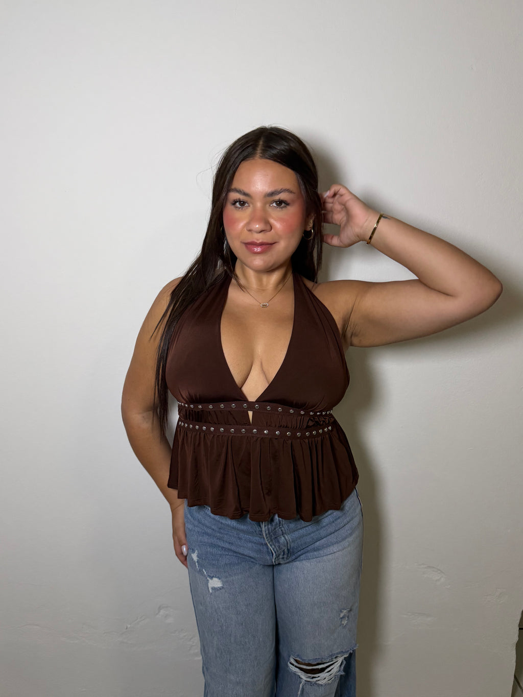 Aria Halter Top - BROWN