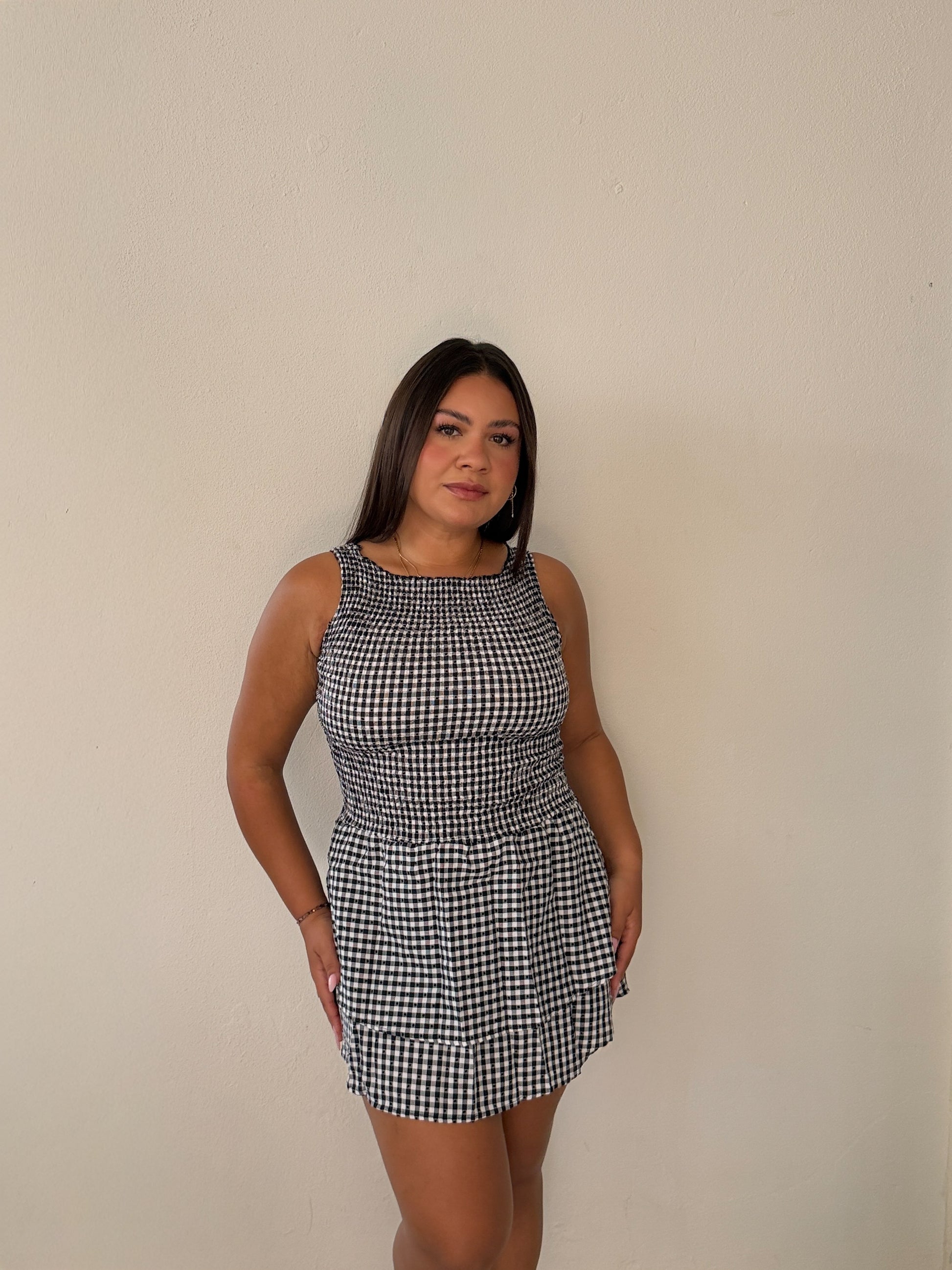 Black & White Gingham Mini Dress