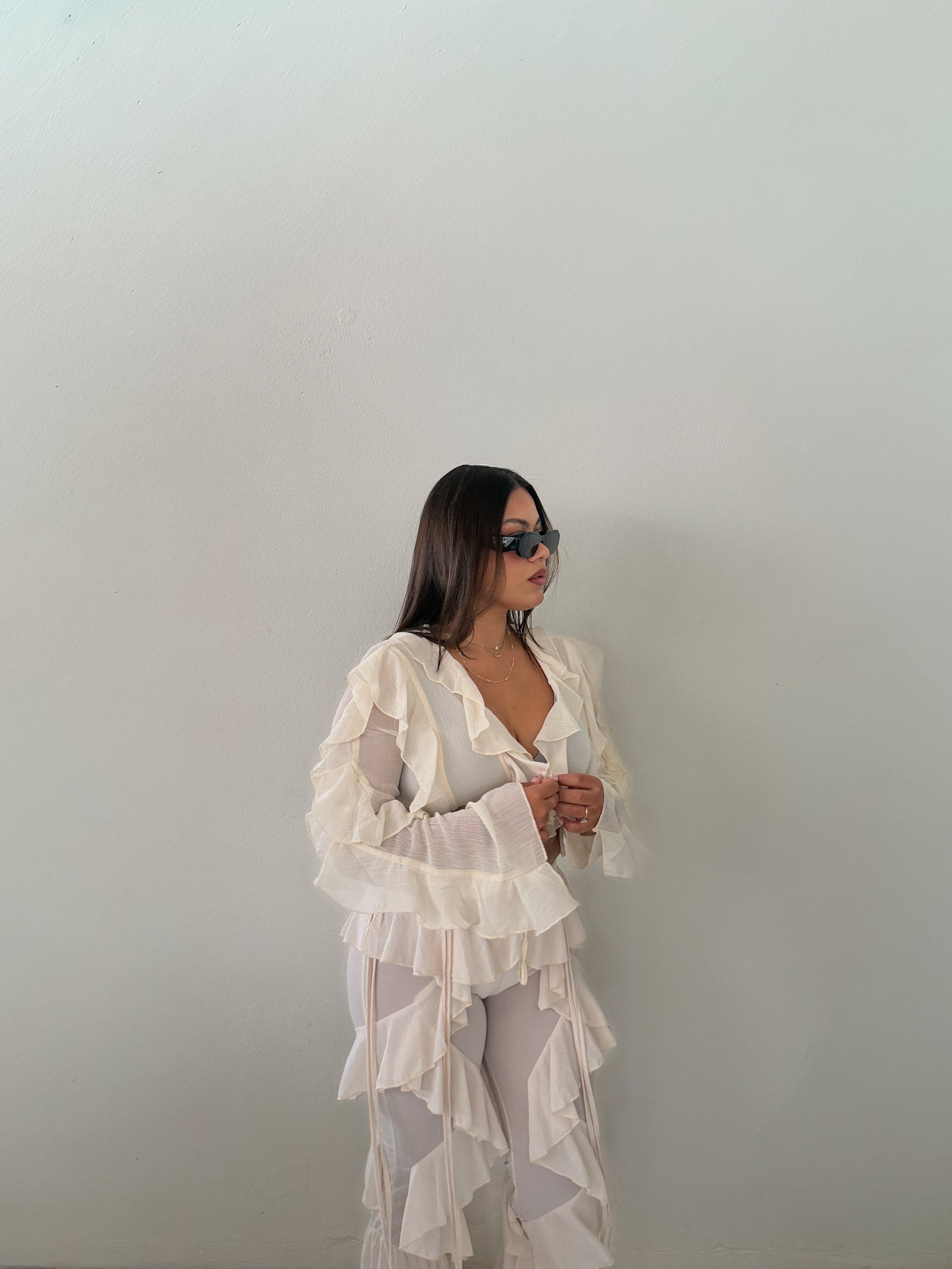 Resort Cream Ruffle Pants