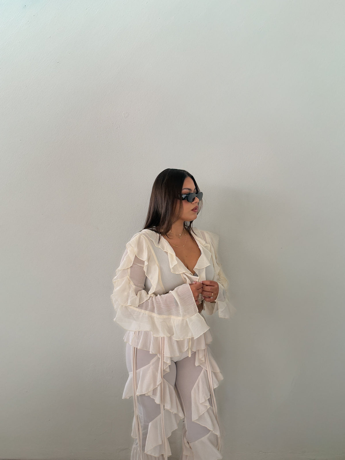 Resort Cream Ruffle Pants