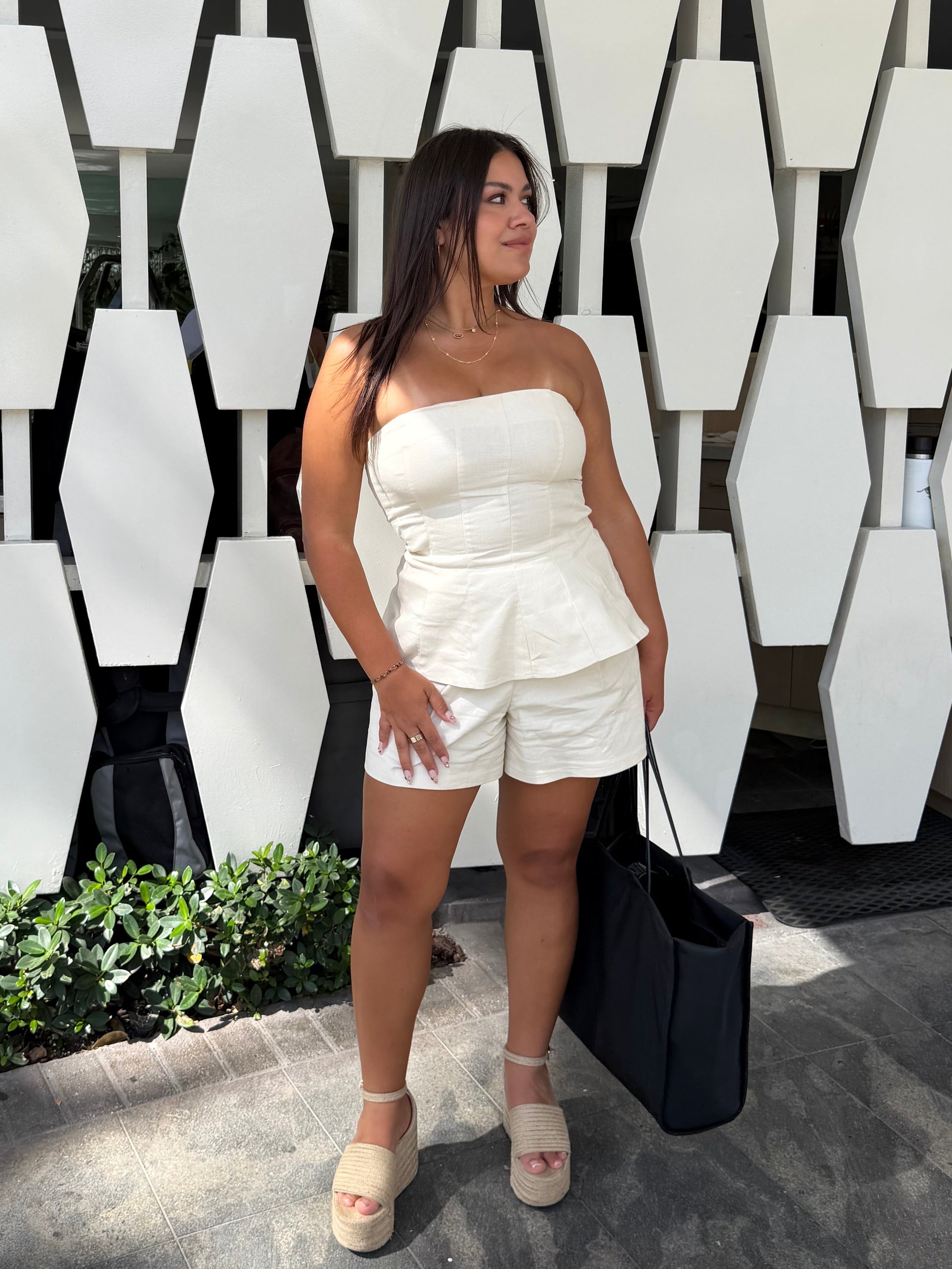 Cream Peplum Set