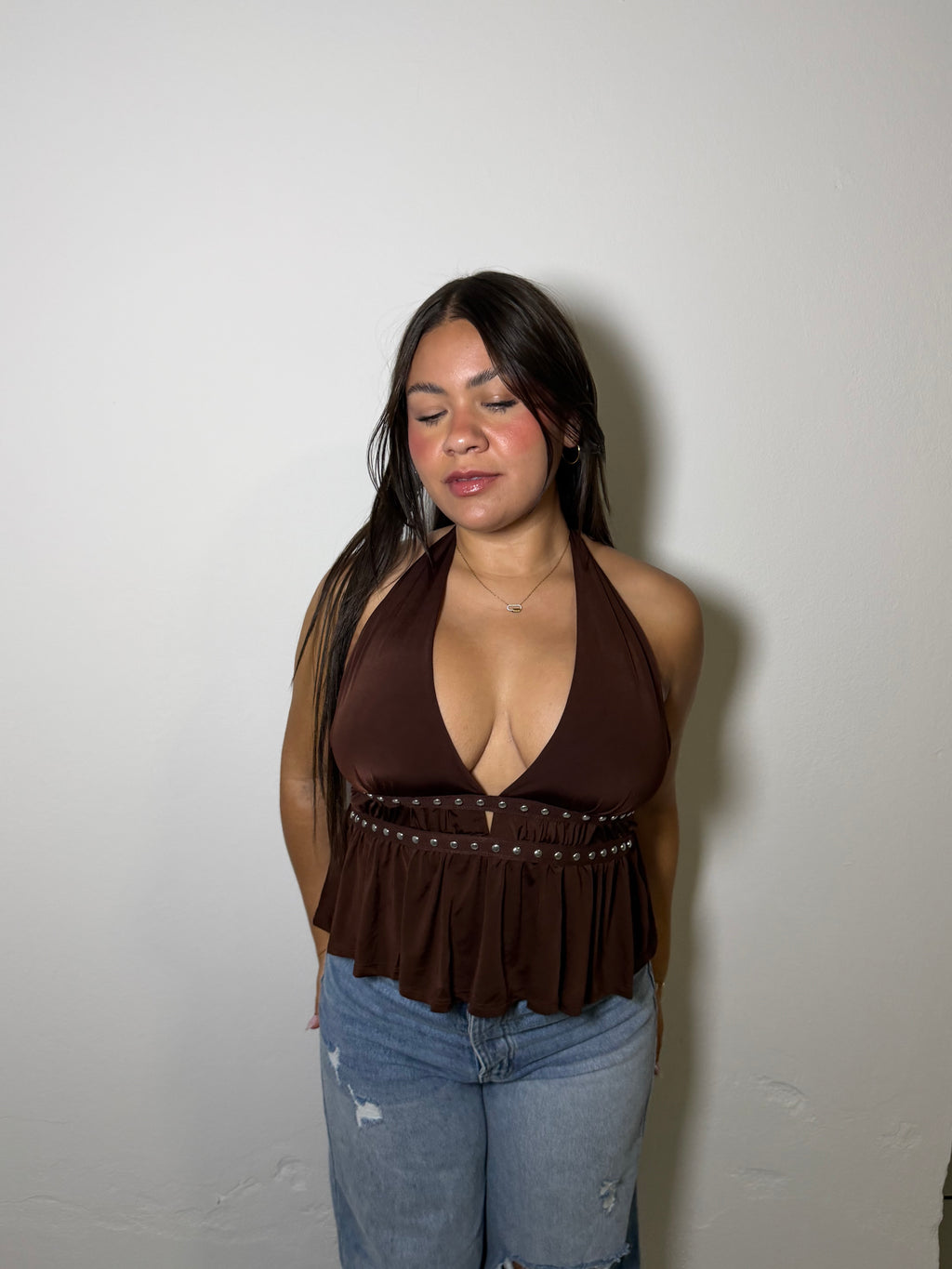 Aria Halter Top - BROWN