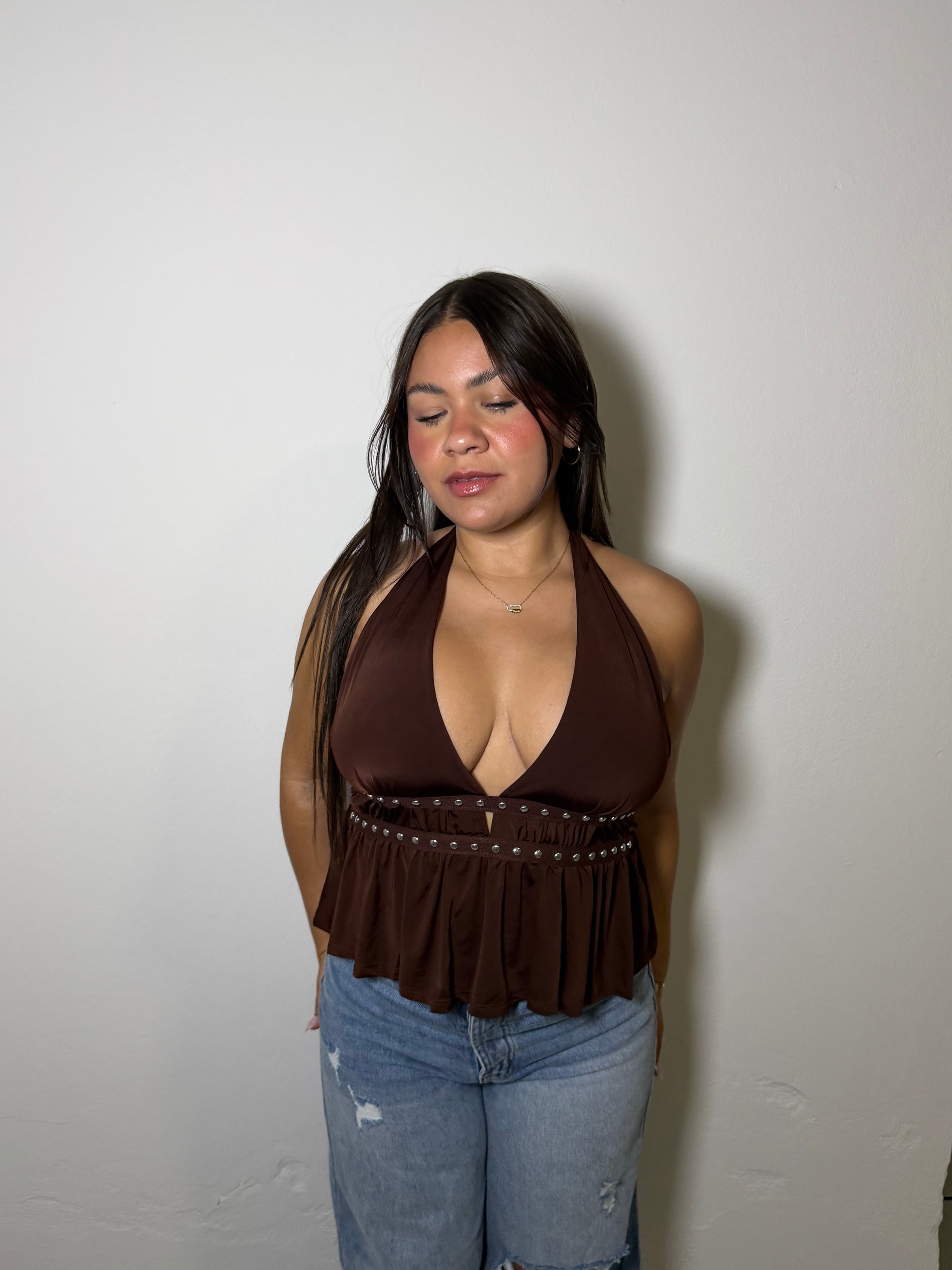 Aria Halter Top - BROWN
