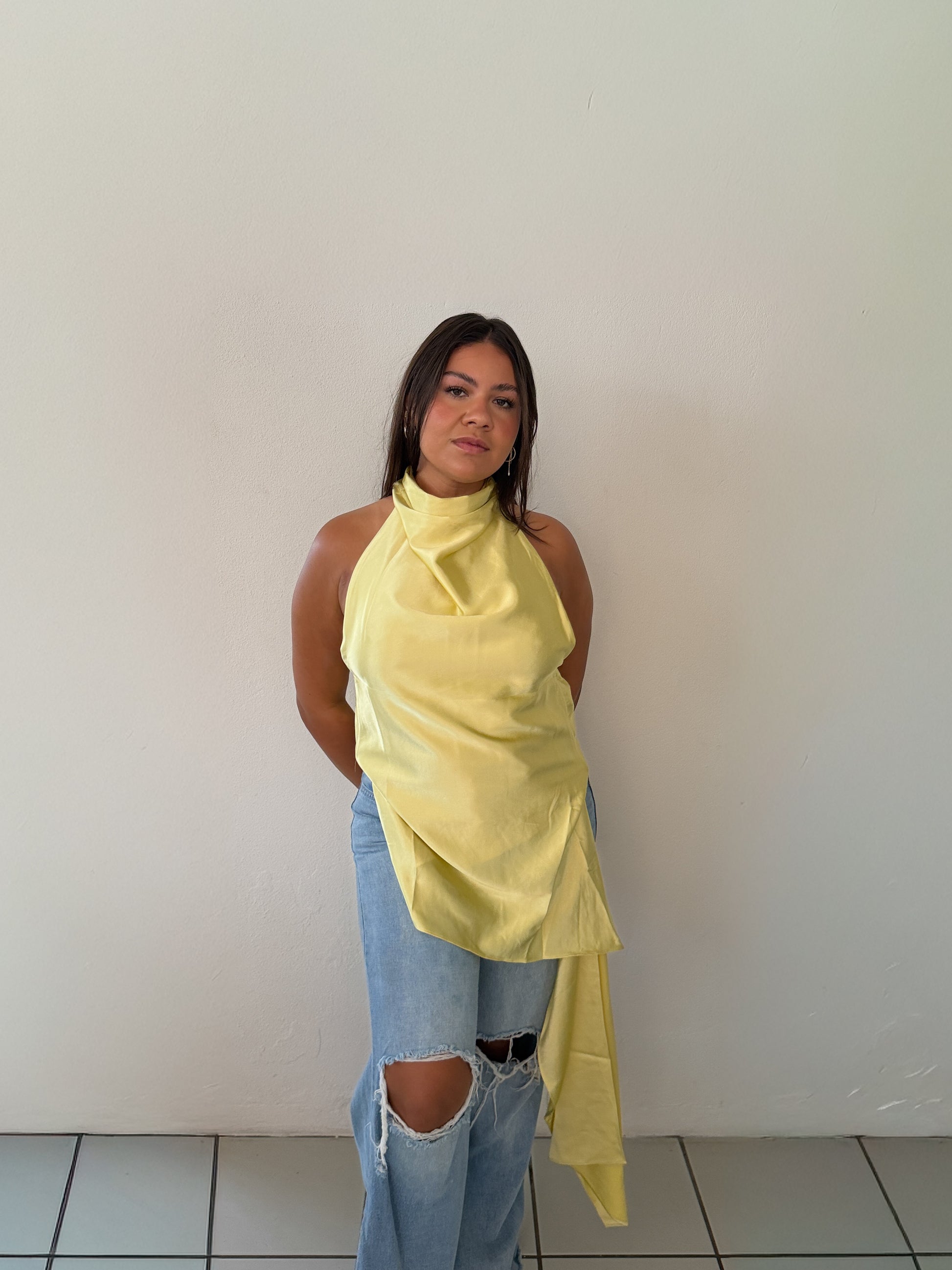 Golden Hour Halter Yellow Blouse