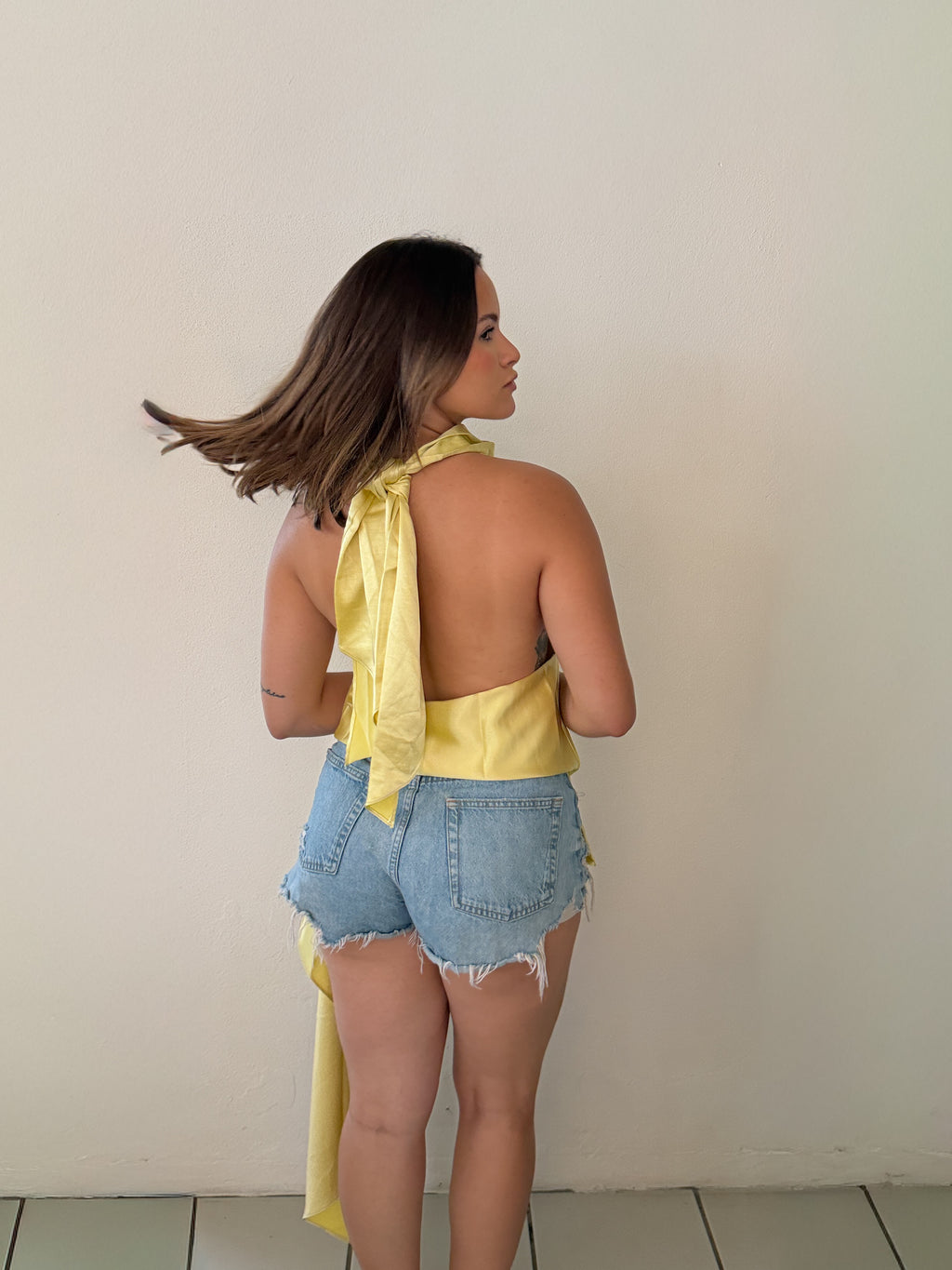 Golden Hour Halter Yellow Blouse