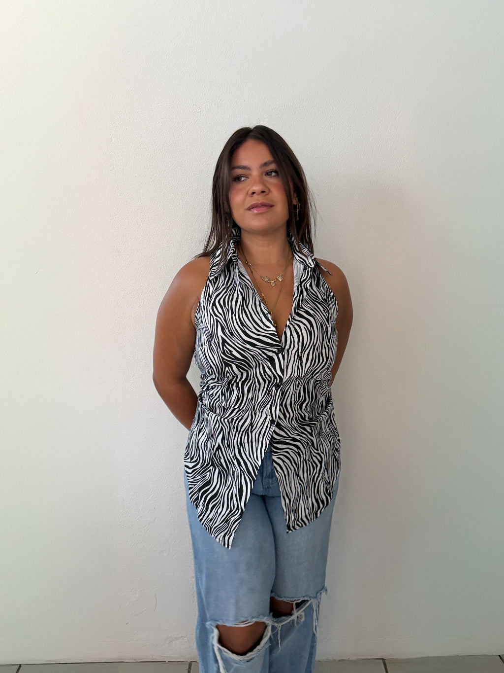 Zebra Sleeveless Blouse