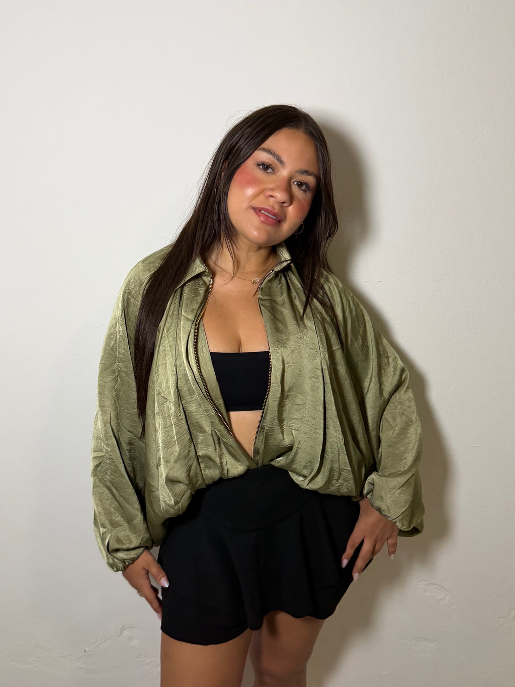 Olive Martini Satin Jacket