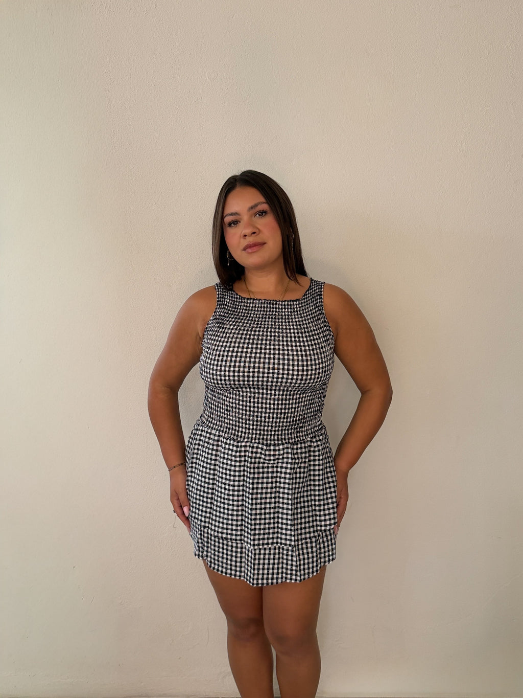 Black & White Gingham Mini Dress