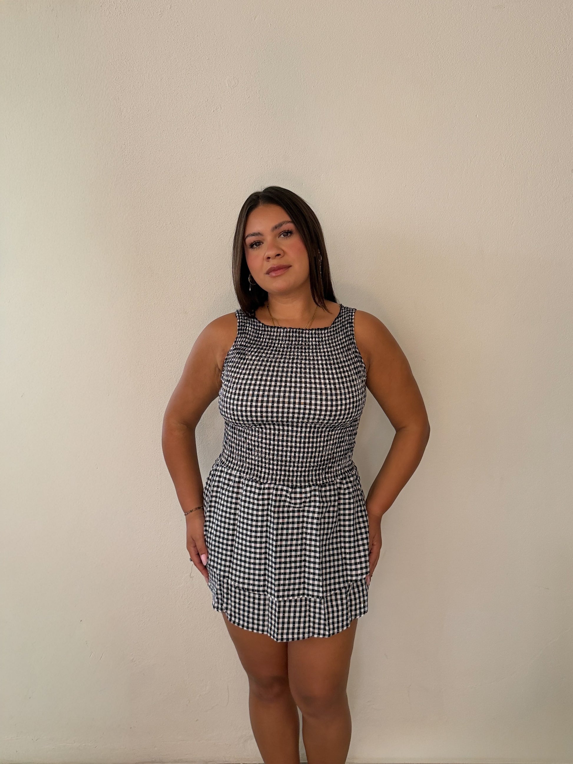 Black & White Gingham Mini Dress