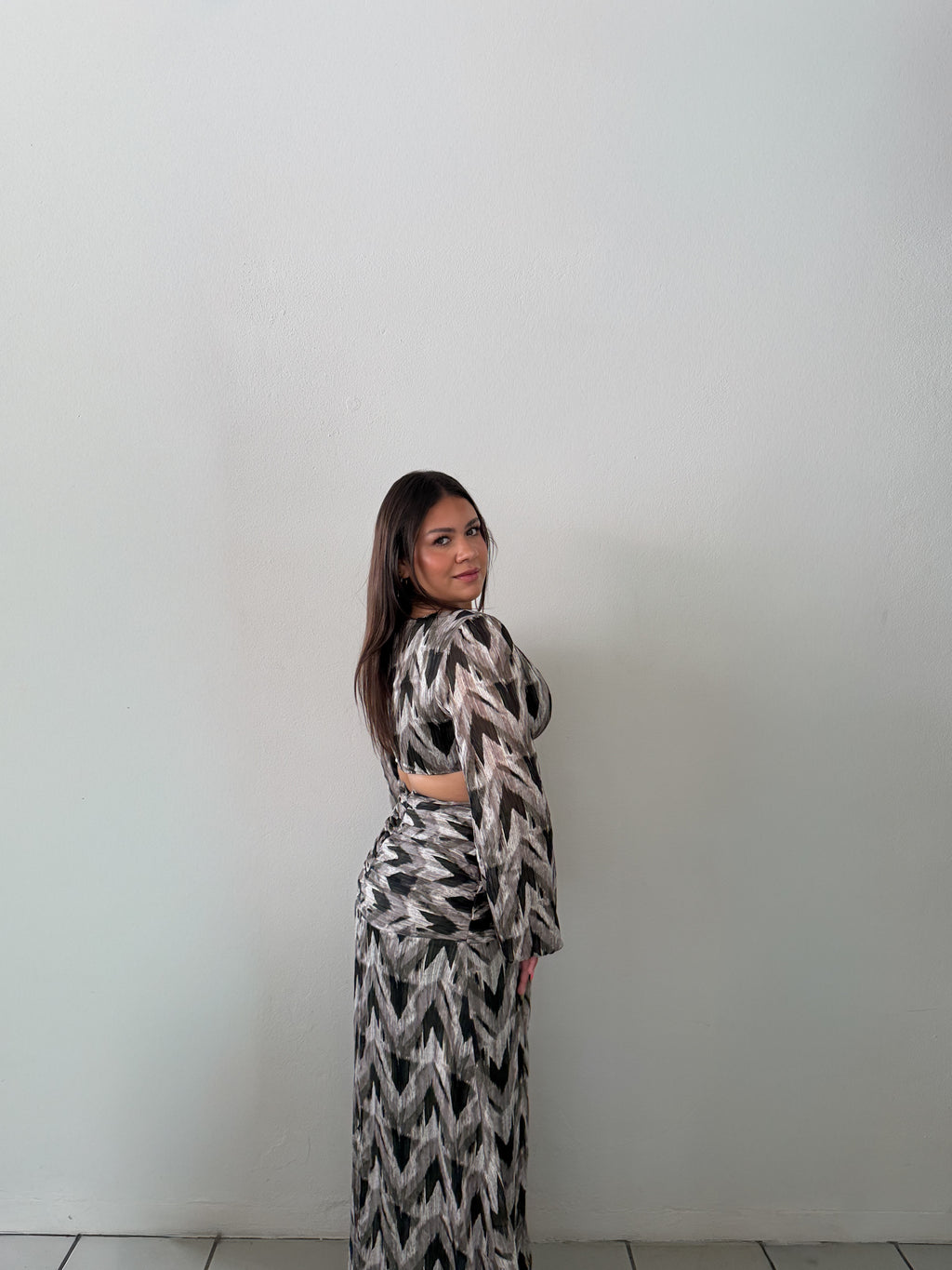 Emerald Cut-Out Chiffon Dress