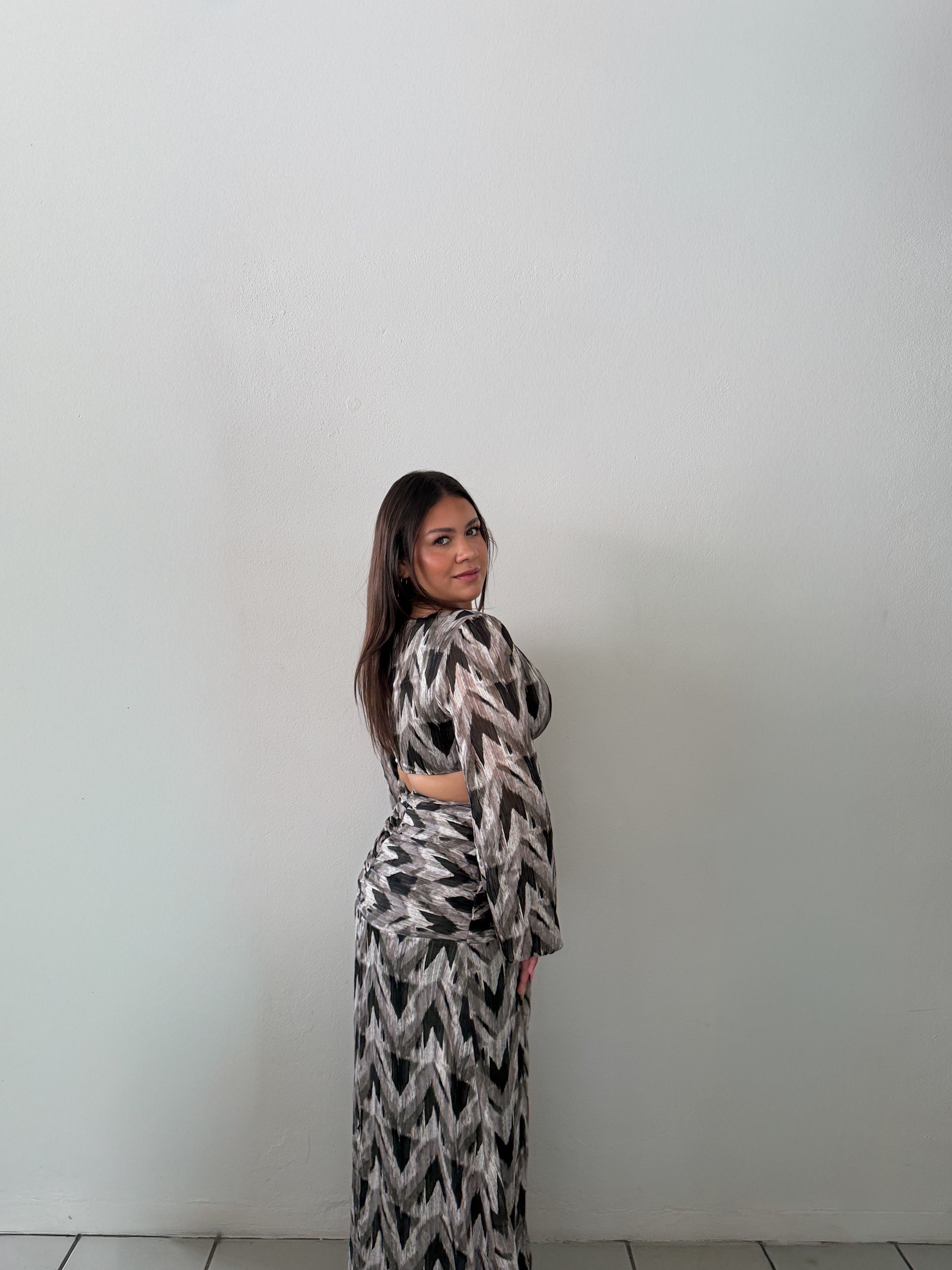 Emerald Cut-Out Chiffon Dress
