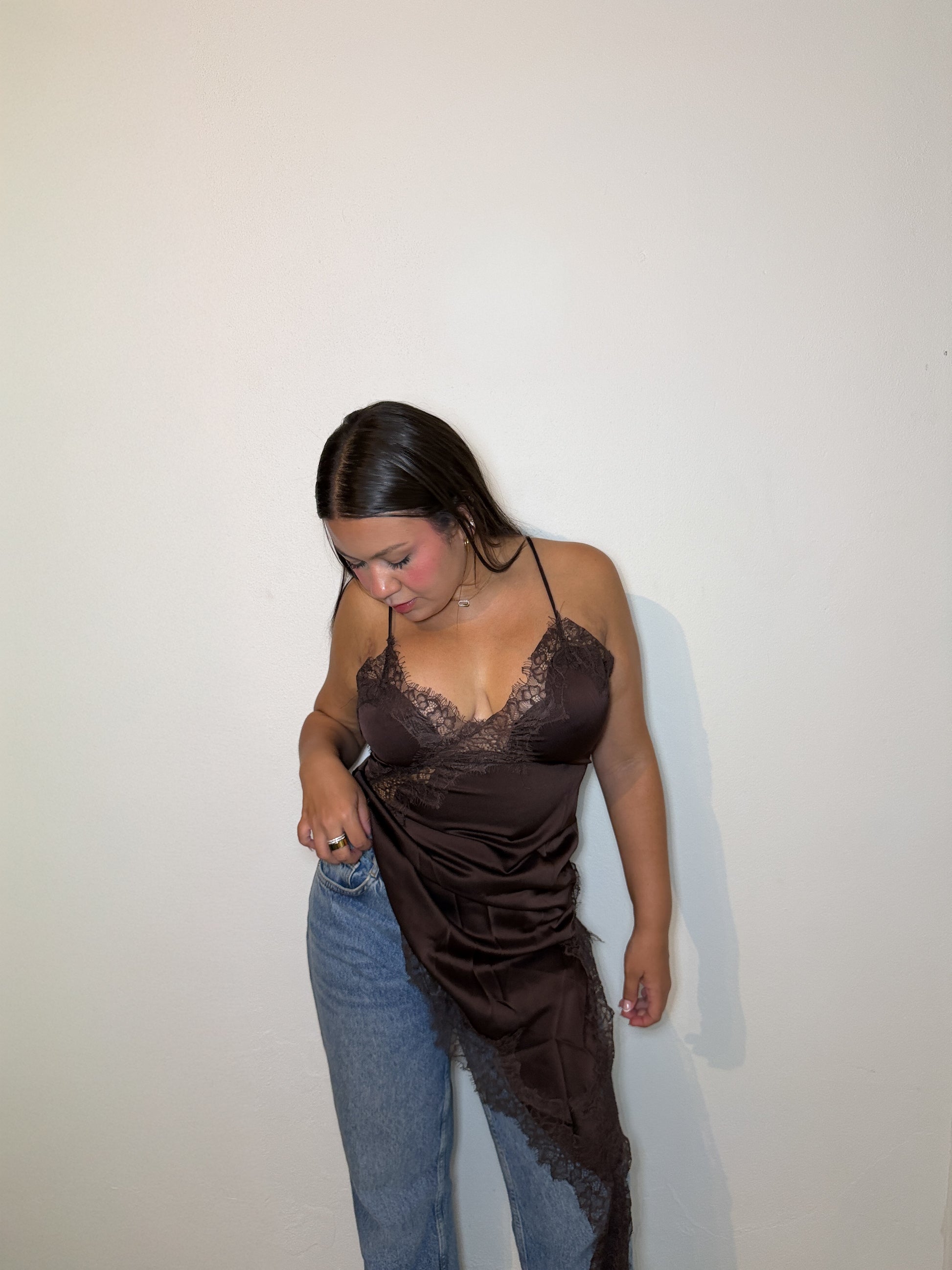 Mini Lace Dress - Brown