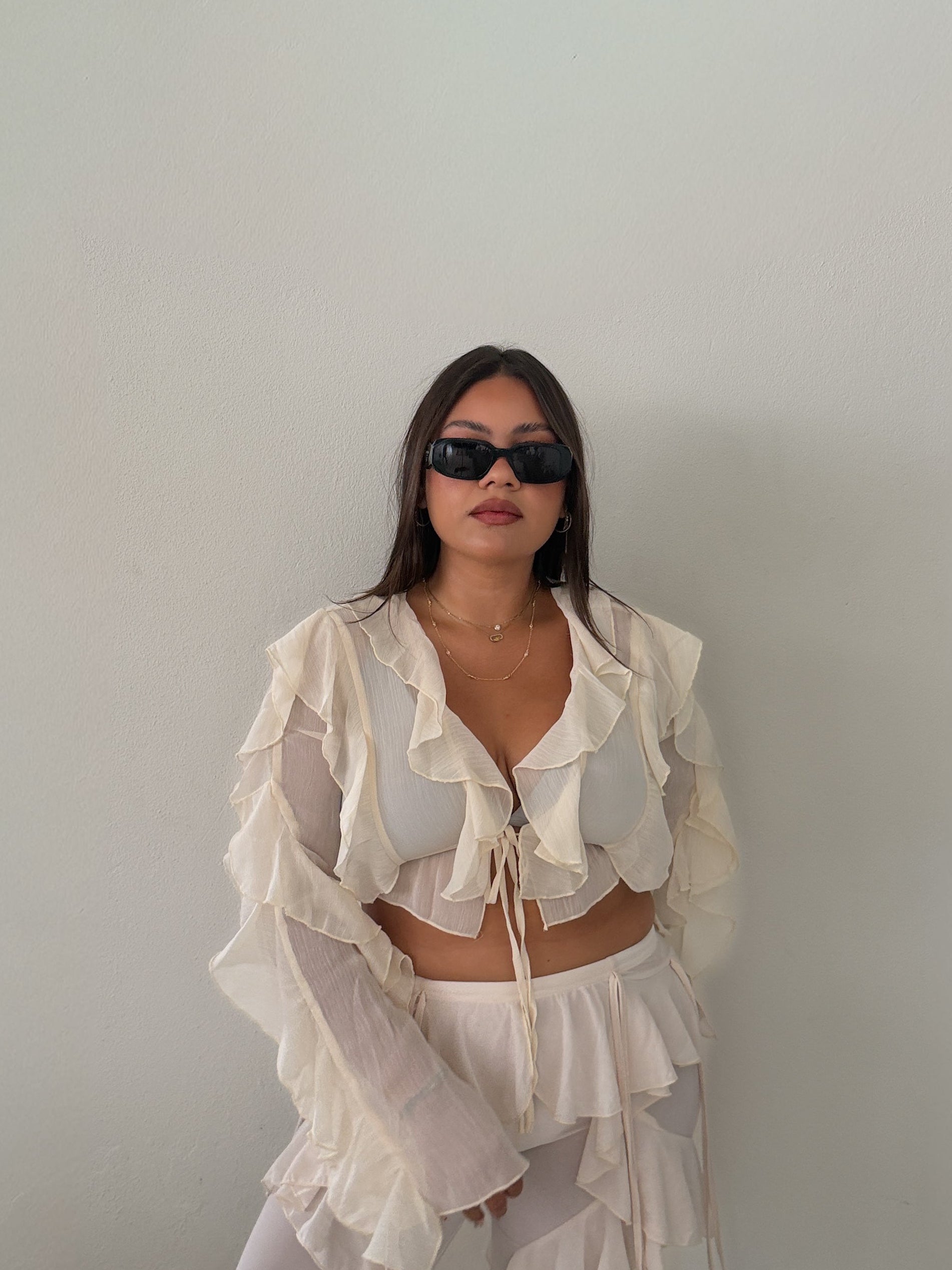 Ruffle Cream Top