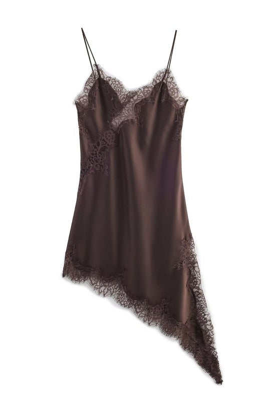 Mini Lace Dress - Brown