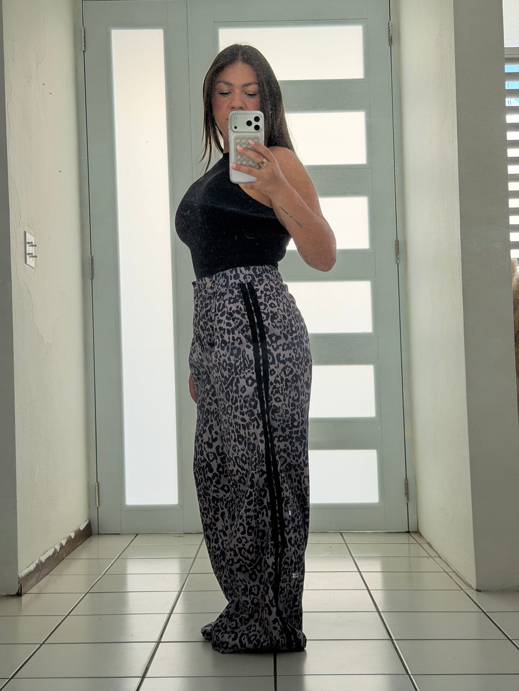 Leopard Wide-Leg Pants (BLACK)