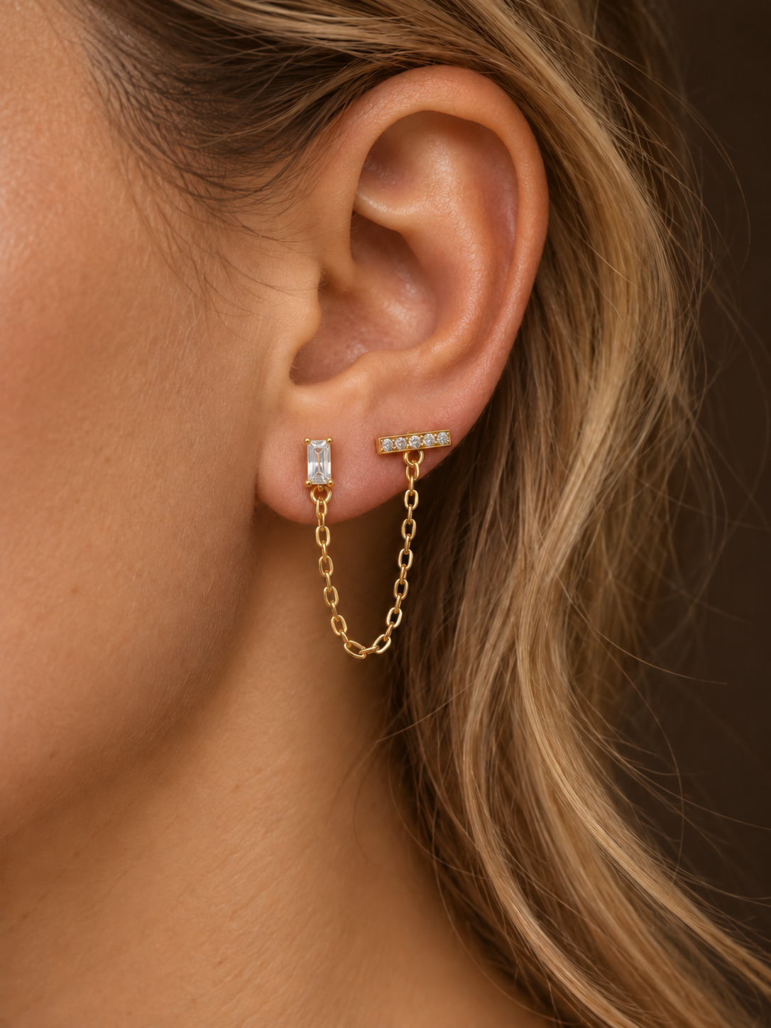 Chain Drop Gold Earring