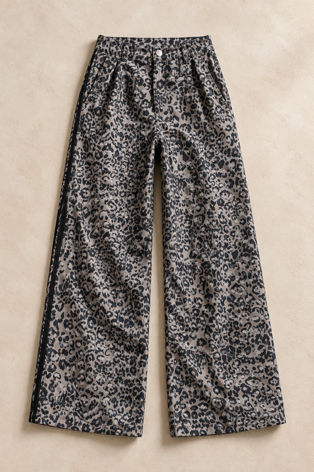 Leopard Wide-Leg Pants (BLACK)