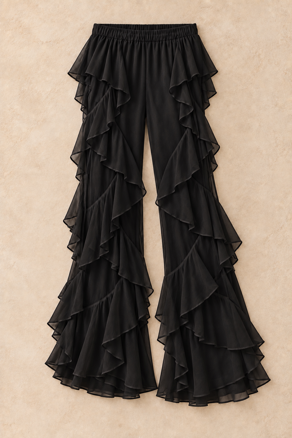 Resort Black Ruffle Pant
