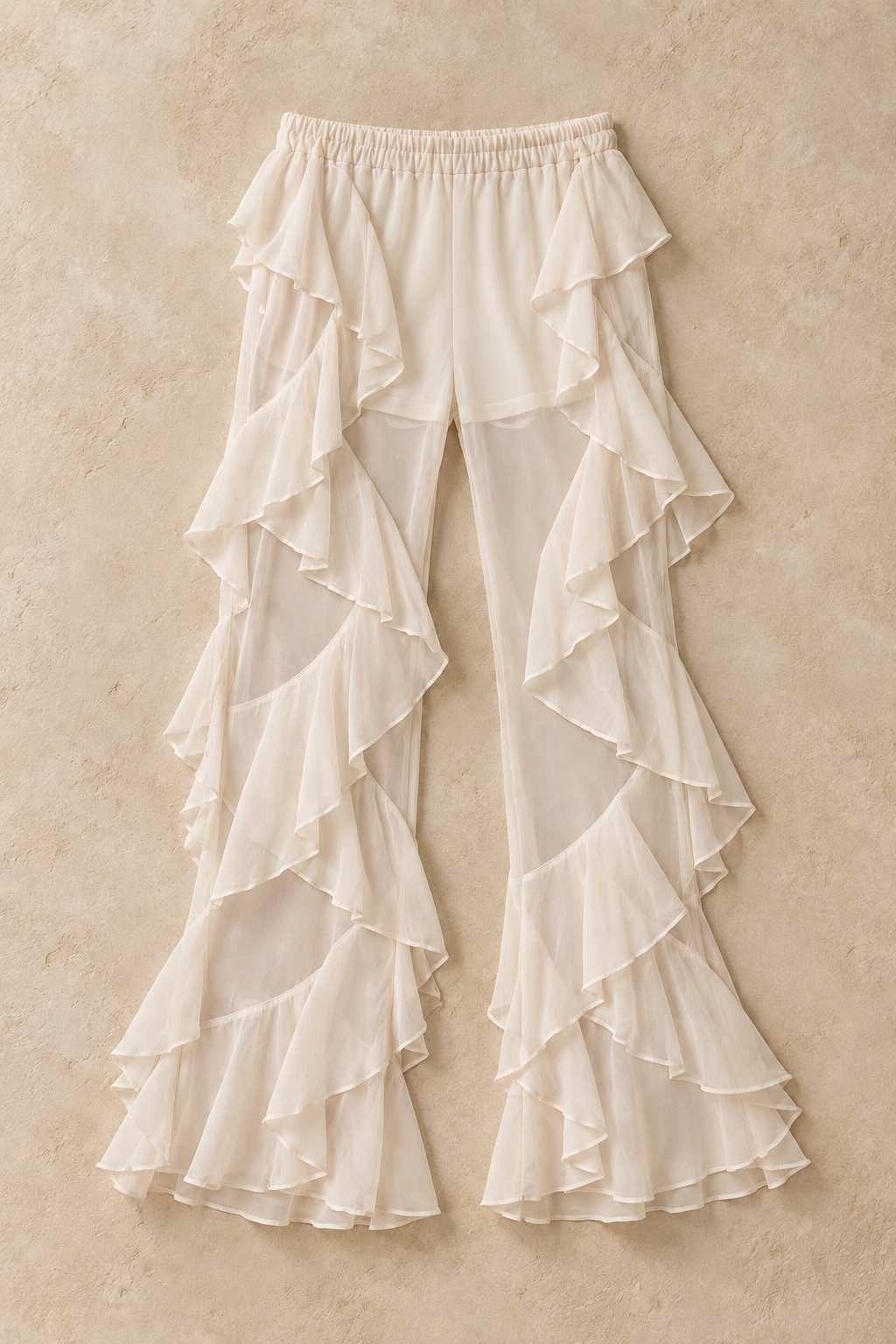 Resort Cream Ruffle Pants