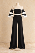 Off-Shoulder Black & White Jumpsuit