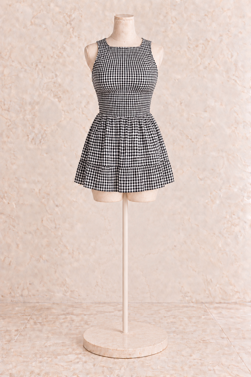 Black & White Gingham Mini Dress