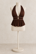 Aria Halter Top - BROWN