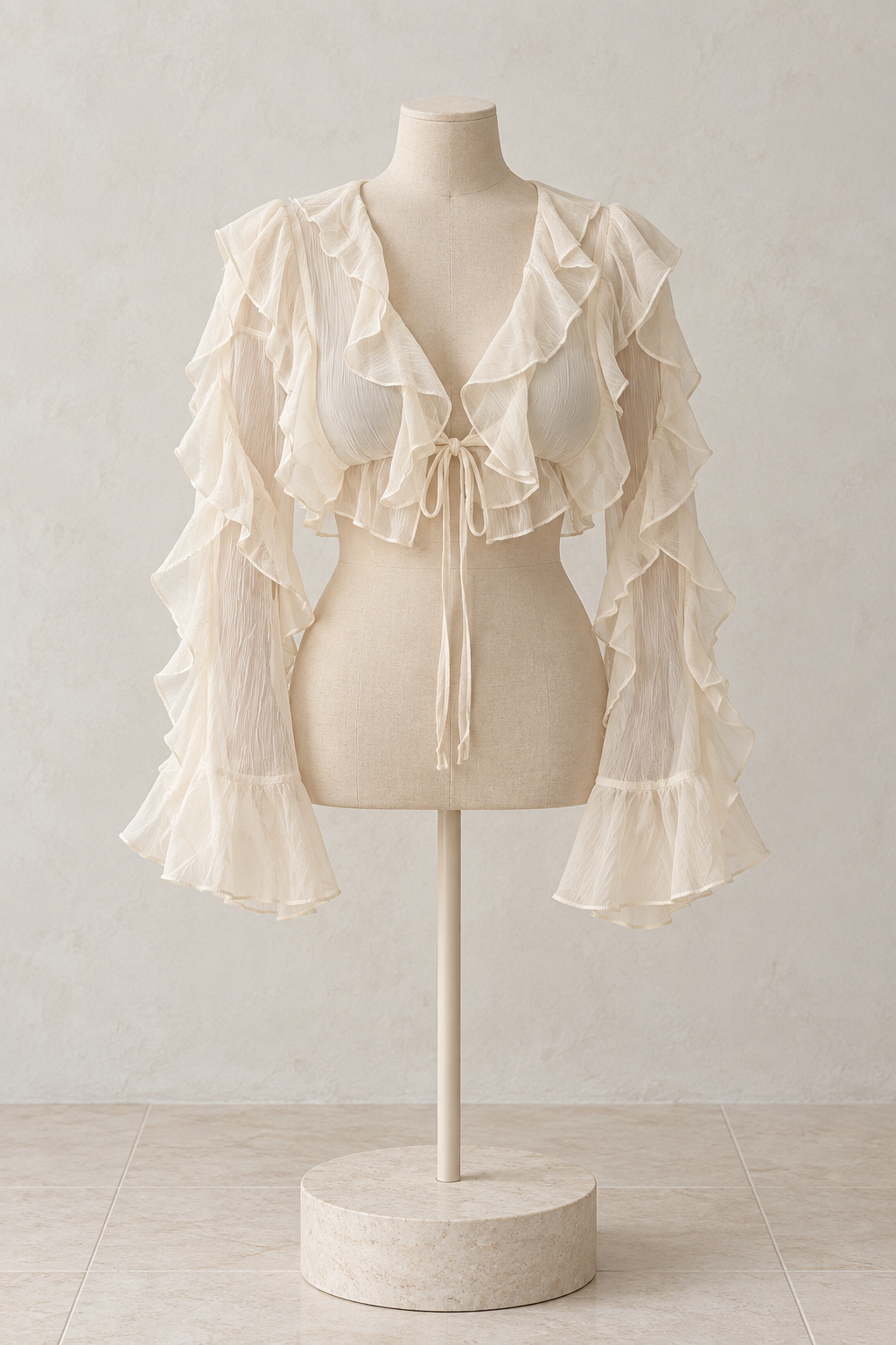 Ruffle Cream Top