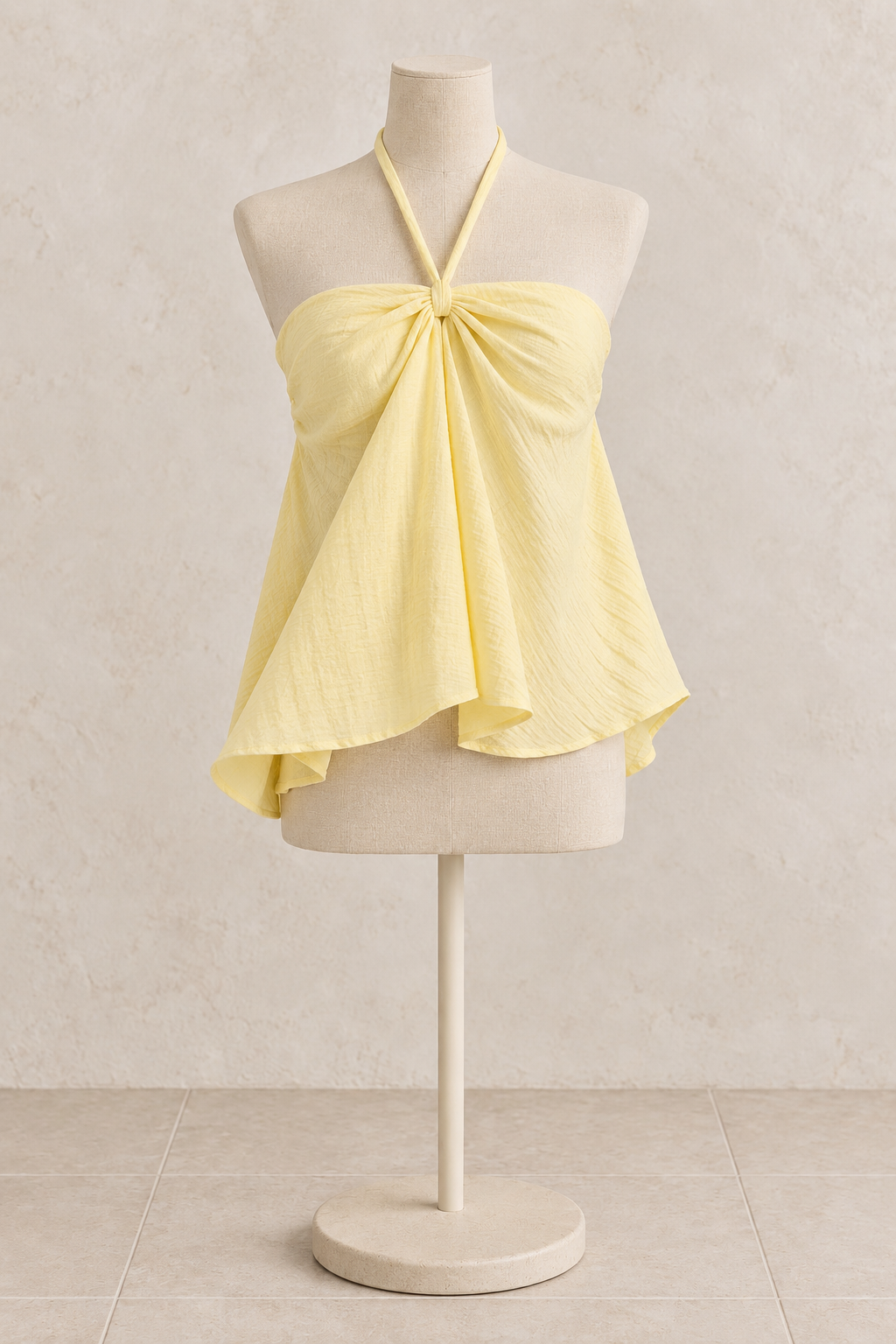 Soft Yellow Linen Halter Top