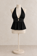 Aria Halter Top - BLACK