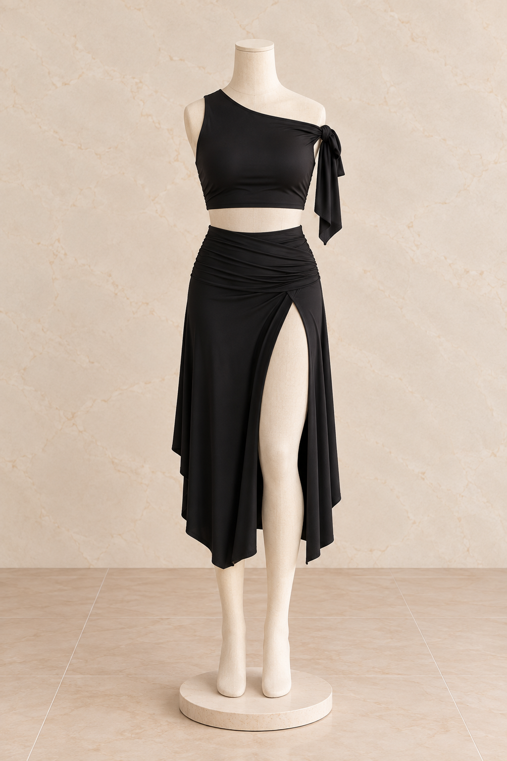 Asymmetric One Shoulder Two-Piece Set