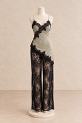 Satin Cami with Sheer Lace Pants Set