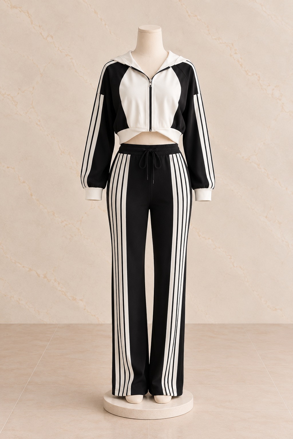 Dual-Tone Striped Lounge Set